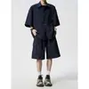2026 Novo Conjunto de Verão Camisa Solta de Manga Curta Shorts Masculino Fino Solto Casual Conjunto de Duas Peças Tendência