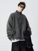 Suéter de media cremallera para hombre para otoño e invierno, estilo coreano, corte holgado, jersey sencillo con cuello camisero, chaqueta jersey de color liso de alta gama