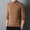 Otoño/Invierno Nuevo Lavable a Máquina para Hombre Color Liso Casual Versátil Tejido de Punto Cuello Semi Alto Capa Base Suéter Talla Grande