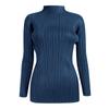 Miyake Simples Clássico Plissado Feminino Manga Longa Primavera Manga Curta Gola Alta Camiseta Dropshipping