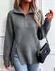 La nueva colección de otoño/invierno de Amazon de suéteres de punto de longitud media, con corte holgado, diseño de media cremallera y cuello alto, en estilo coreano