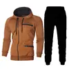 Novo suéter jacquard de cor sólida para esportes casuais, cardigã de fleece, jaqueta com capuz, conjunto