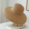 Chapéu de palha de aba larga estilo Hepburn retrô de verão para mulheres, chapéu de sol de praia para proteção solar
