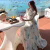 Vestido strapless estampado estilo isleño para mujer, perfecto para el verano, con un ambiente dulce y elegante, ideal para unas vacaciones en Bali, con estampado floral y diseño largo.