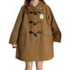 JK Estilo Preppy Holgado Aspecto Adelgazante Con Capucha Engrosada Botón de Cuerno Abrigo de Lana para Mujer Otoño e Invierno Estudiante Abrigo de Lana
