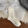 Calcetines Versátiles de Color Puro Básico de Cuatro Estaciones para Mujer, Calcetines de Algodón hasta la Mitad de la Pantorrilla, Estilo Otoñal, Calcetines de Rizo, Estilo Miu, Calcetines Grises Casuales