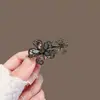 Novo Prendedor de Cabelo Flor Esmaltada com Strass para Mulheres, Elegante Presilha Lateral para Franja, Pente de Cabelo de Luxo, Prendedor Bico de Pato para Fios Soltos, Acessórios de Cabelo