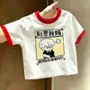 Camiseta Versátil Estampada Estilo Coreano de Manga Corta, Bloques de Color, Patchwork, Nuevo Estilo Verano 2026 para Niños y Niñas, Camiseta Básica de Manga Media de Algodón Puro
