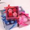 Caixa de Presente com 4 Flores de Sabão de Rosa Artificiais, Presente Prático para Festival, Lembrancinha de Casamento, Brinde para Evento Promocional