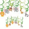 Animal de la Selva cumpleaños banderín de tirar león elefante de dibujos animados pancarta tarjeta para pastel decoración colgante suministros para fiesta traje mayoreo