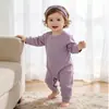 Mameluco de Manga Larga de Algodón Puro Jacquard para Bebé Primavera y Otoño Traje sin Costuras para Gatear para Niños y Niñas Recién Nacidos Jumpsuit Estilo Nuevo