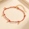 Pulsera de Plata de Ley S925 con Cuentas Pequeñas Envueltas para Mujer, Pulsera de Lujo Ligero de Gama Alta, Nuevo Estilo Chino, Hilo Rojo para el Año de Nacimiento, Venta al por Mayor