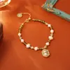 Pulsera de Perlas Naturales de Agua Dulce de Alta Gama Jardín de Monet Moda Antigua Pulsera Personalizada Diseño Popular Joyería de Mano
