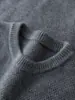 Suéter de Cachemir para Hombre con Cuello Redondo, Sencillo, Holgado, Grueso, Cálido, Versátil, Casual, de Negocios, Suéter Base Tejido para Otoño e Invierno