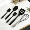 Conjunto de Espátulas de Silicone para Confeitaria, Raspador de Creme Integrado Resistente a Altas Temperaturas, Pincel para Churrasco, Conjunto de Cinco Peças para Assar