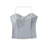 Novo Verão 2024 Camisole Halterneck Multicolorido Feminino com Bojos e Regata Curta para Usar por Baixo com Costas Lindas