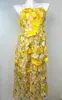 Vestido de Verano de Alta Gama para Mujer Francés Bordado de Flores Tridimensionales de Industria Pesada Cintura Entallada Vestido sin Tirantes Falda Larga
