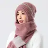 Nuevo Gorro de Lana de Invierno Gorro Tejido Bufanda Integrada Bufanda Cálida Cortavientos con Forro de Polar Gorro Baotou Gorro para Viento y Nieve