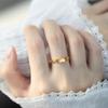 Anel Coração Ouro Areia Ano da Serpente Joias Estilo Coreano Doce e Descolado Cobre Banhado a Ouro Joias Personalizadas Anel Coração Elegante e da Moda
