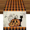 Camino de mesa de Halloween más vendido de Temu transfronterizo, mantel decorativo navideño de lino, alfombrilla de té de gama alta para mueble de TV
