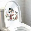 Adesivos decorativos autoadesivos de Natal estilo aquarela retrô para decoração de tampa de vaso sanitário de banheiro