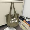 Bolsa de Lona Lavada Estilo College Retrô Feminina Casual Preguiçosa Mais Fácil de Combinar Bolsa de Ombro Aula Deslocamento Bolsa Tote de Grande Capacidade