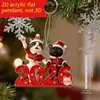 Llavero colgante plano de acrílico navideño transfronterizo, Papá Noel, muñeco de nieve, caja de regalo, llavero de regalo navideño