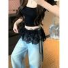 Corea del Sur Dongdaemun Verano Nuevo Industria Pesada Encaje Encaje Oreja Corta Pantalón Corto Cortina Delantal Cortina Falda Oscilante Moda Ropa