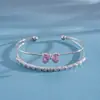 Pulsera Abierta de Corazón de Zircón Estilo Europeo y Americano Flecha Geométrica Lazo Pulsera de Personalidad de Moda Joyería de Lujo Ligero de Alta Gama