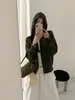 Suéter/prenda de abrigo de lana con capucha, cremallera, estilo coreano, simple, a rayas, para otoño/invierno, corte holgado, adelgazante, manga larga