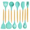 Nuevo juego de 10 piezas de utensilios de cocina con mango de silicona, juego de utensilios de cocina de silicona antiadherentes para el hogar, cuchara para cocinar, pala, utensilios de cocina