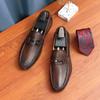 Mocassins masculinos de couro respirável para dirigir, camada superior de couro, casual para negócios, com sola macia, mocassins sem cadarço