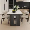 Nuevo juego de mesa y sillas de comedor de losa de piedra minimalista italiana, diseño de lujo ligero estilo francés, adecuado para apartamentos pequeños, mesa rectangular de losa de piedra