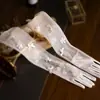 Luvas de Noiva Originais Malha Nova Flor Pérola Luxo Bonito Vestido de Casamento Adereços de Foto Princesa