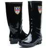 Botas de Chuva Femininas Shanghai Huili 863 Sapatos de Água de Plástico Preto com Sola de Borracha PV Impermeável Sapatos de Trabalho Salto Baixo