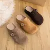 Zapatos de mujer dinámicos impermeables de cuero con suela gruesa estilo Birkenstock, 2026, con tacón oculto, diseño de punta cerrada, estilo slip-on, y adecuados para uso tanto en interiores como en exteriores, parecidos a los zuecos