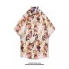 Camisas de Manga Corta Estilo Hong Kong Hawaiano para Hombres y Mujeres, Verano Holgadas Delgadas de Playa Florales de Media Manga Florales