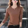Ropa de Primavera y Otoño 2021 estilo coreano camiseta de manga larga para mujer corte ajustado adelgazante camiseta interior de color liso más juvenil