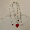 Lindo y Lindo Amor a la Manzana Perro Dachshund Collar Largo de Cuerda de Color Tejido Temperamento Femenino Collar Combinable Cadena de Lana