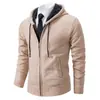 2023 Otoño e Invierno Nuevo Abrigo de Moda para Hombre Suéter Cárdigan con Capucha y Forro Polar Suéter Casual Grueso para Hombre