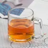 Xícara de café de vidro transparente direta da fábrica com alça xícara de vidro vidro espesso boca dourada xícara de café da manhã 350ml