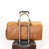 Bolsa de Viaje de Cuero Crazy Horse Retro para Hombre Compartimento Independiente para Zapatos Gran Capacidad Bolsa de Gimnasio Bolsa de Viaje Bolsa de Viaje de Cuero Genuino