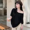 Camiseta Holgada de Corte Relajado con Mangas Murciélago y Cuello en V para Mujer, Nueva de Verano 2026, Delgada, Cubre-Todo, Top Casual Versátil