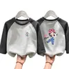 Camiseta Base de Cuello Redondo para Niñas 2026 Nuevo Estilo Ropa Interior para Niños Medianos y Mayores Polar de Doble Cara Otoño/Invierno Camiseta con Parches Manga Larga