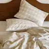 Juego de ropa de cama de cuatro piezas para maternidad e infantil, lino teñido en hilo de grado A, jacquard sin teñir, funda de edredón de algodón lavado, hipoalergénico, transpirable, color natural, algodón y lino