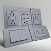 Carregamento Rápido de 20W Padrão dos EUA Painel de Interruptores Padrão dos EUA com Fonte de Alimentação de Parede USB Doméstico Cinza Painel dos EUA Ecológico