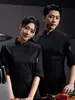 Uniforme de trabajo de chef de siete mangas con estampado para otoño, restaurante chino, hotel, panadería, cafetería, ropa de trabajo de cocina, bordado