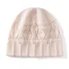 Gorro de cachemira liso con diseño retro de ganchillo calado, unisex, gorro de punto elegante y versátil para otoño e invierno