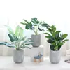 Lujo Ligero Estilo Escandinavo Planta Potos Simulada Bonsái Flores Artificiales Adornos Hoja de Tortuga Maceta Mesa Decoraciones de Flores Falsas