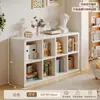 Librero y gabinete de almacenamiento de madera maciza en color nogal, gabinete de rejilla para sala de estar, combinación de gabinete bajo de almacenamiento y estante estilo vintage